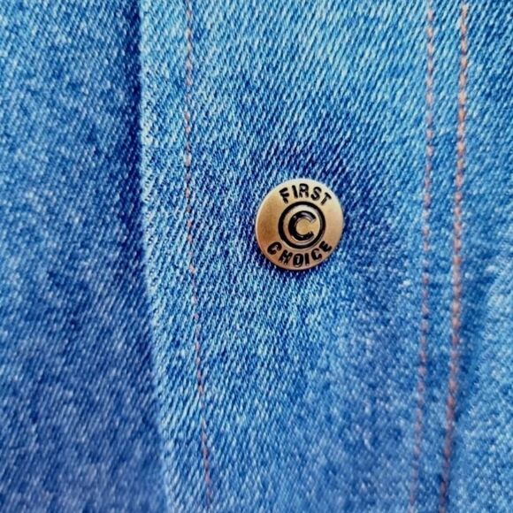 First Choice VTG 1990s Men's Premium Denim Varsity Bomber Jean Jacket Blue NWT - Picture 15 of 16